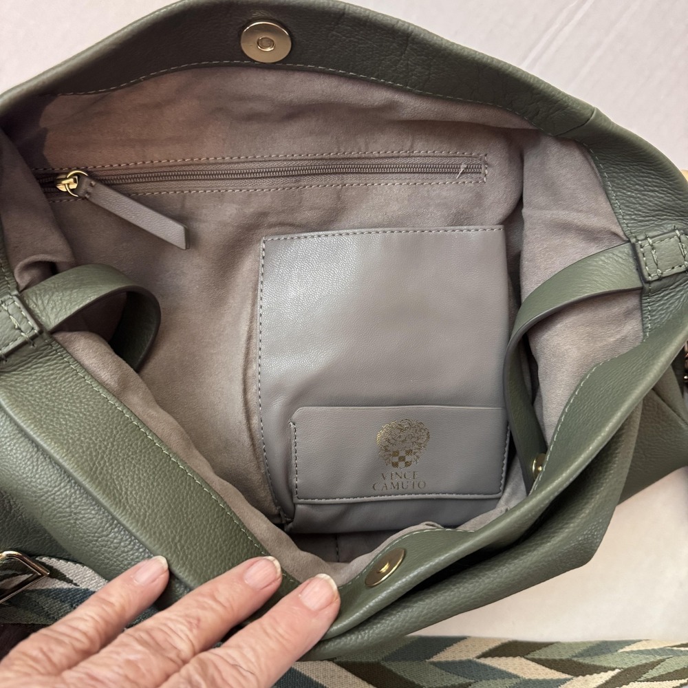 Vince Camuto Valda Leather Tote Bag Fig Leaf Green Crossbody Shoulder Hobo Bag‎ - Picture 5 of 16